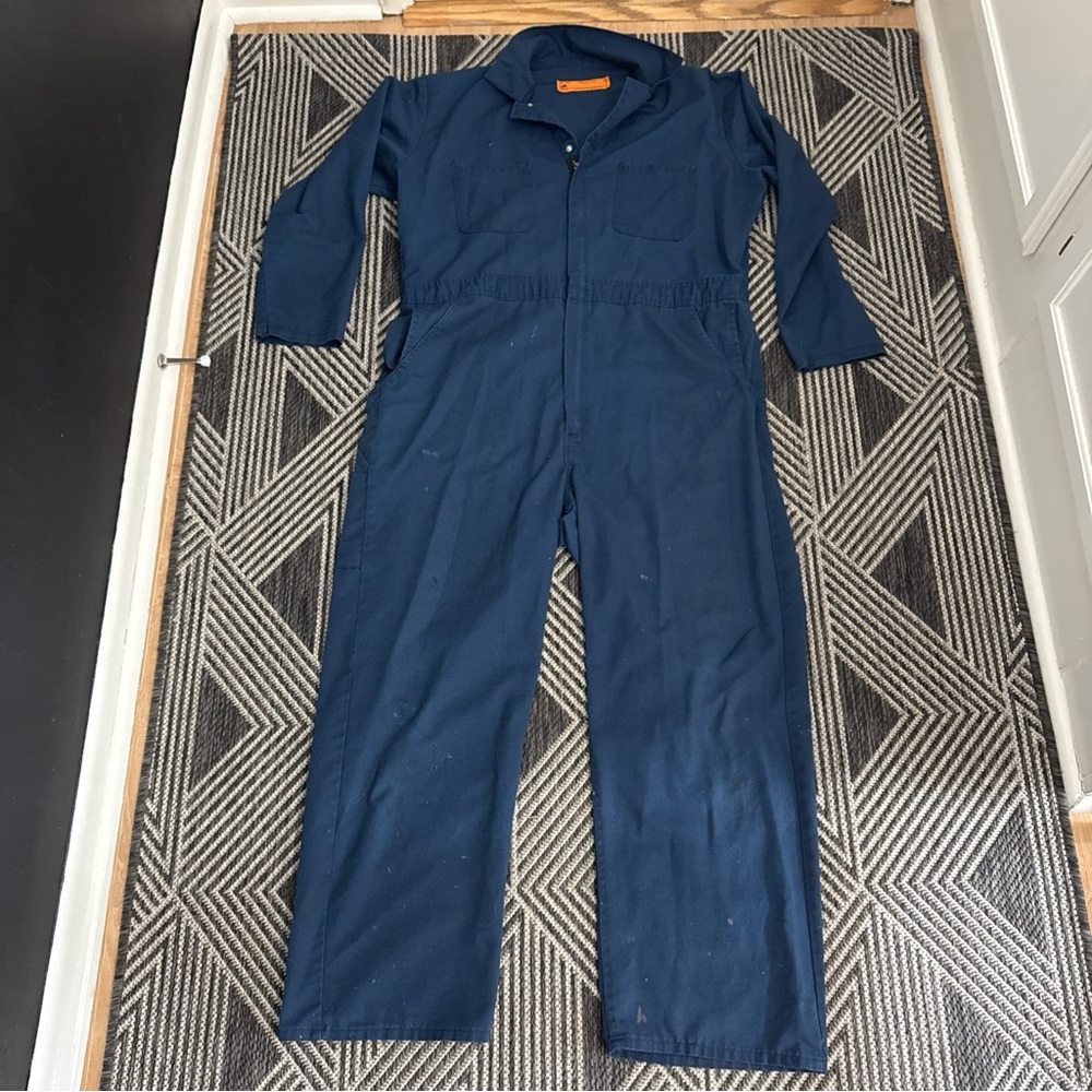 VTG Durable Press Blue Full Zip Coveralls Size 46-RG Mens Mechanics Garage USA